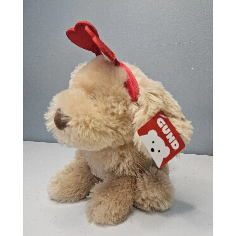 Gund Puppy Dog Heart Plush Tan Valentine's Day Headband Stuffed Toy 9